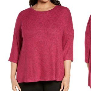 NEW BOBEAU Nordstrom Dolman 3/4 Sleeve Split Back Lightweight Knit Sweater Top